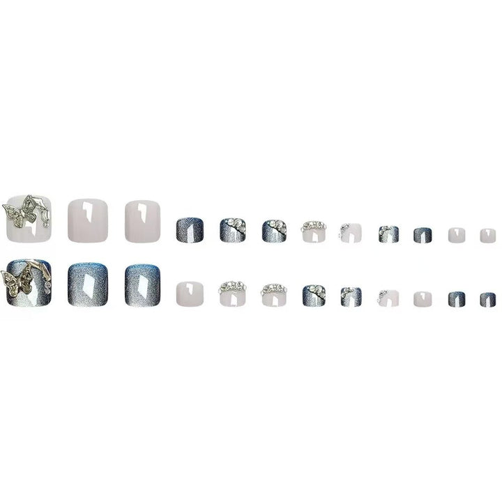 Artificial nail set with elegant 3D decorations and glitter accents Kalsten