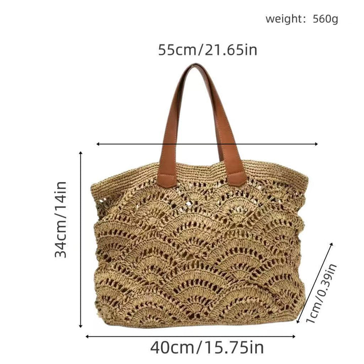 Braided beach bag with leather handles Kalsten
