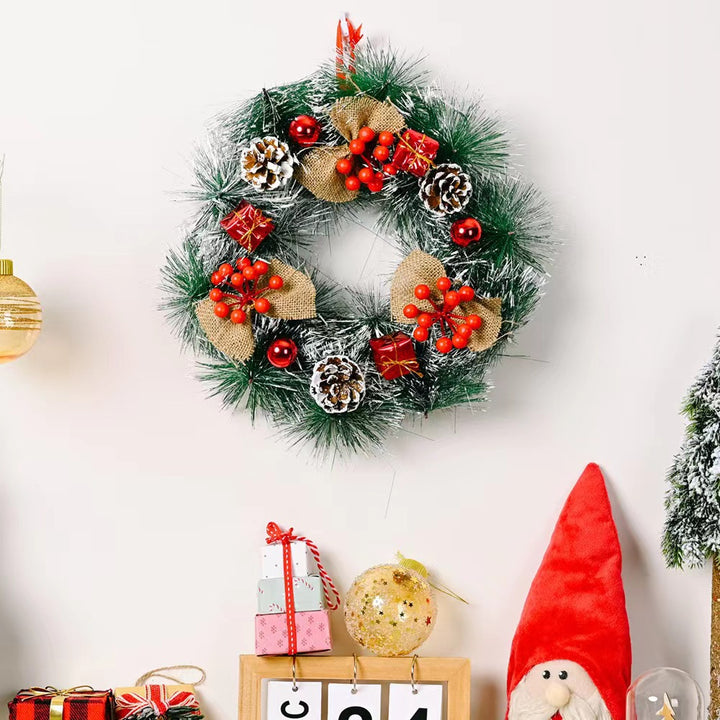 Festive Christmas wreath with pine cones and berries Kalsten