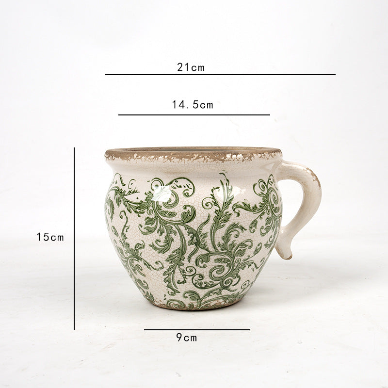 Decorative ceramic pot with floral pattern Kalsten