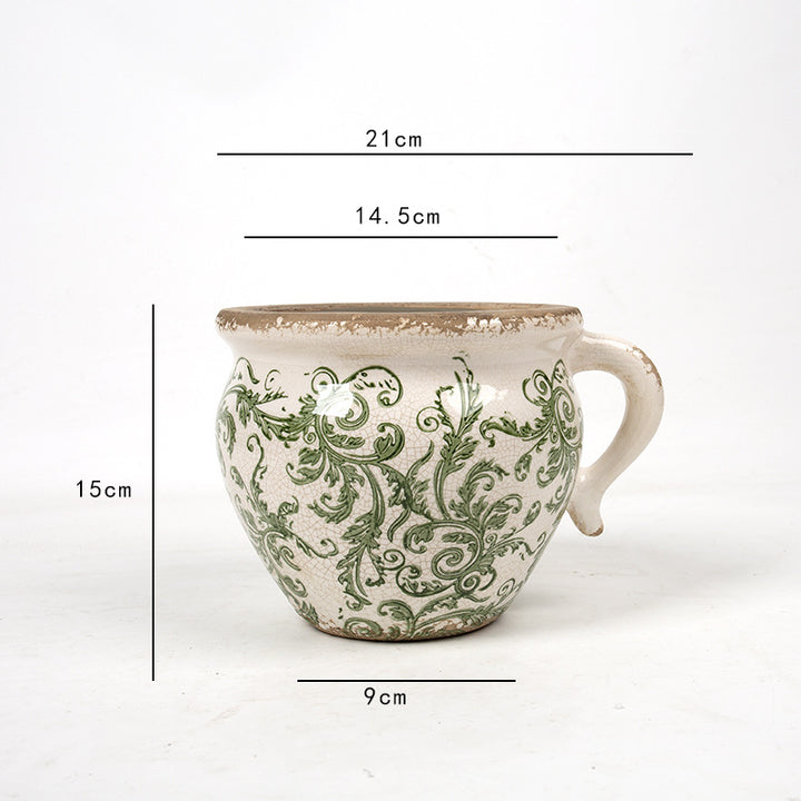 Decorative ceramic pot with floral pattern Kalsten