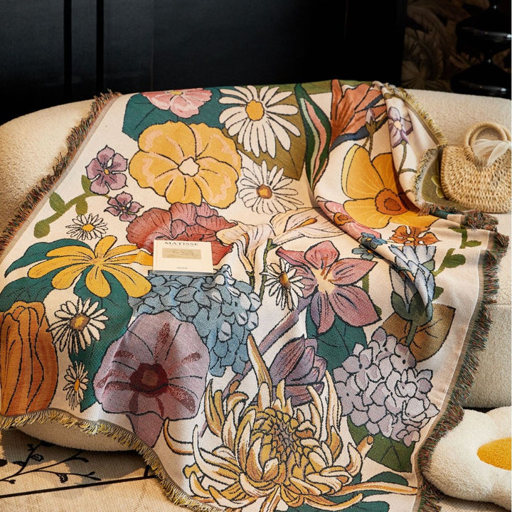 Floral Patterned Tapestry Blanket
