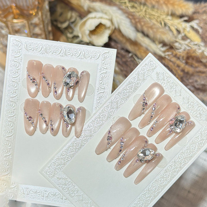 Glamorous Rhinestone-Embellished Stiletto Press-On Nails Kalsten