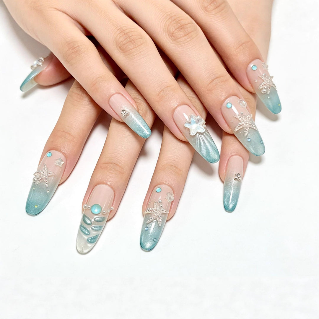 Artificial nails with glittering summer design Kalsten
