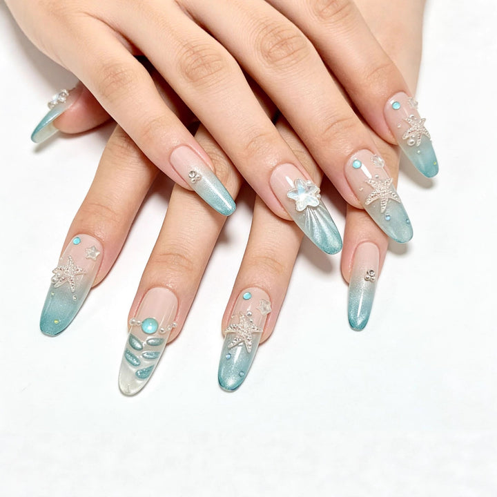 Artificial nails with glittering summer design Kalsten