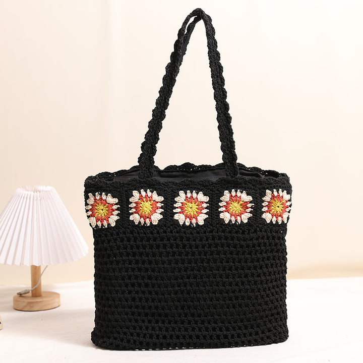 Hand-crocheted beach bag with floral accents Kalsten