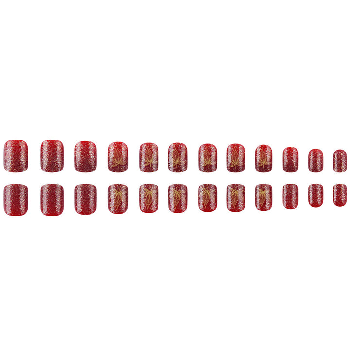 Artistic Leaf-Embellished Nail Art Design Kalsten
