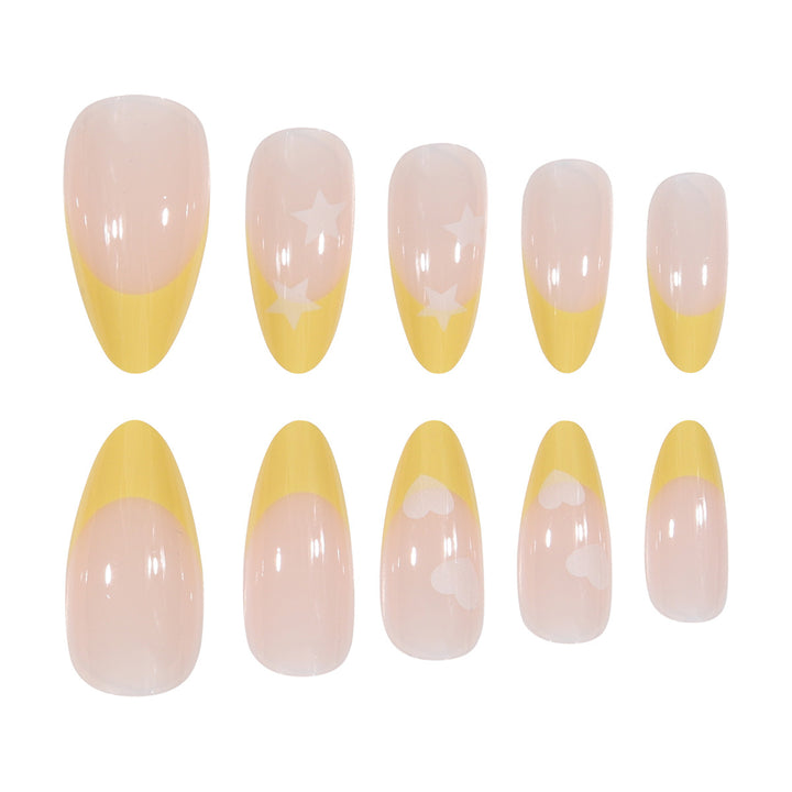 Elegant Stiletto Press-On Nails with Heart and Star Patterns Kalsten