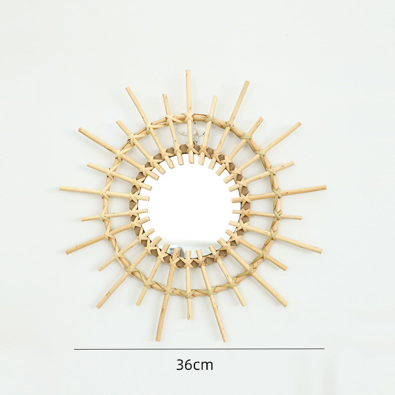 More Elegant Round Wall Mirror Made of Natural Rattan Kalsten