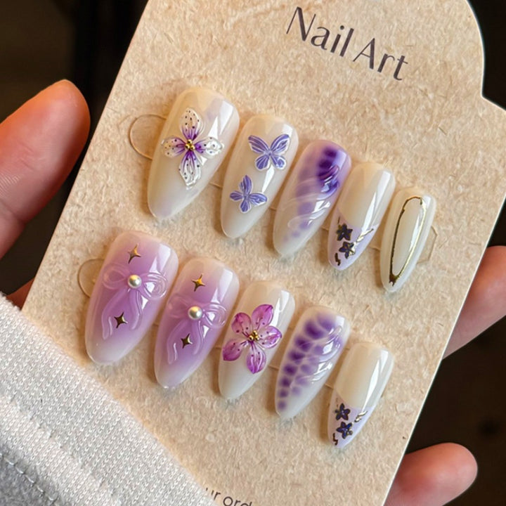 Artistic Floral-Embellished Press-On Nails Kalsten