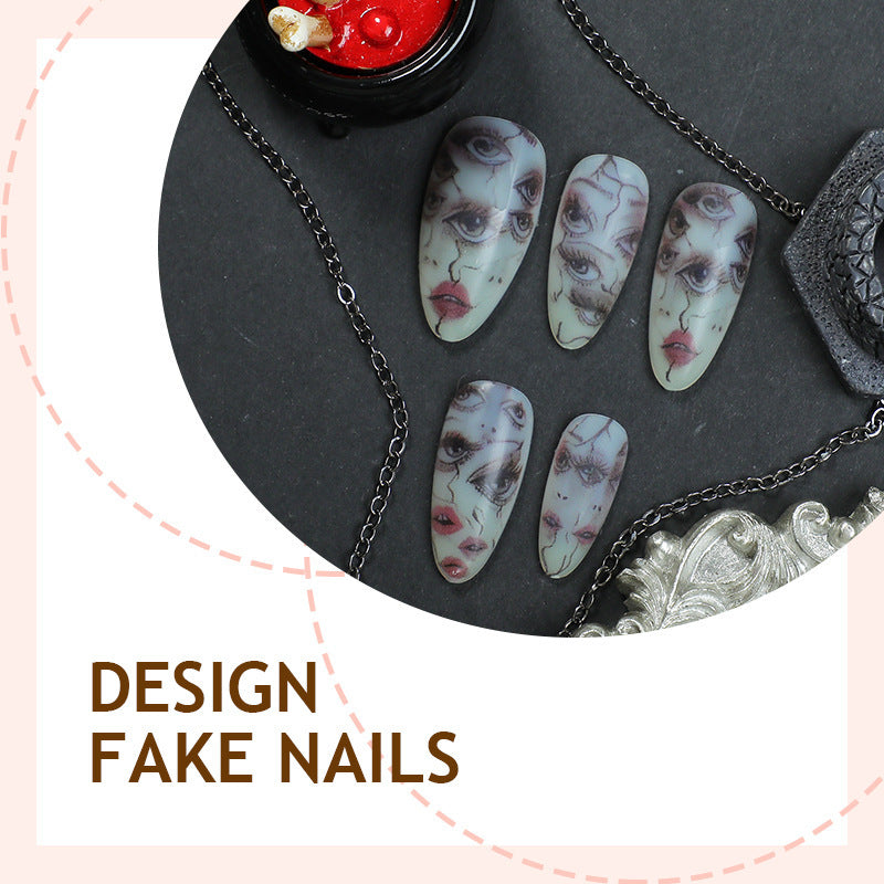 Artificial nail set with unique facial designs Kalsten