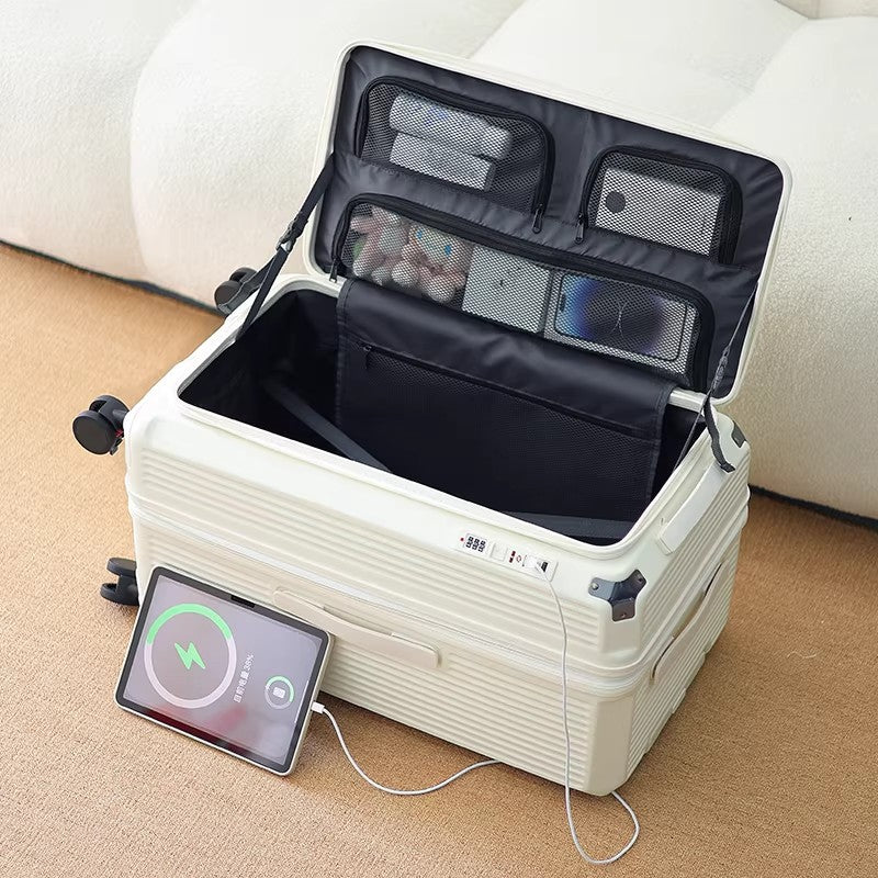 Men's Smart Multi-Compartment Hard Shell Travel Suitcase Kalsten