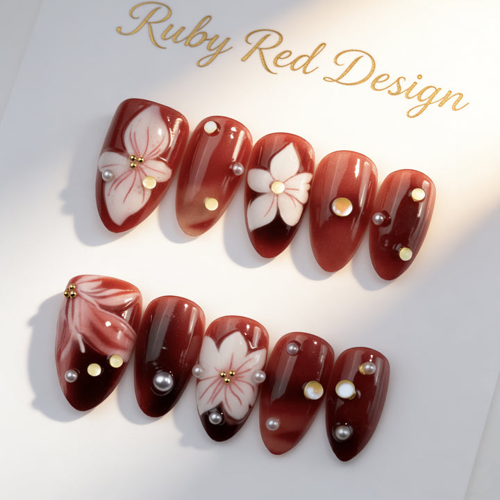 Elegant artificial nails with floral accents Kalsten