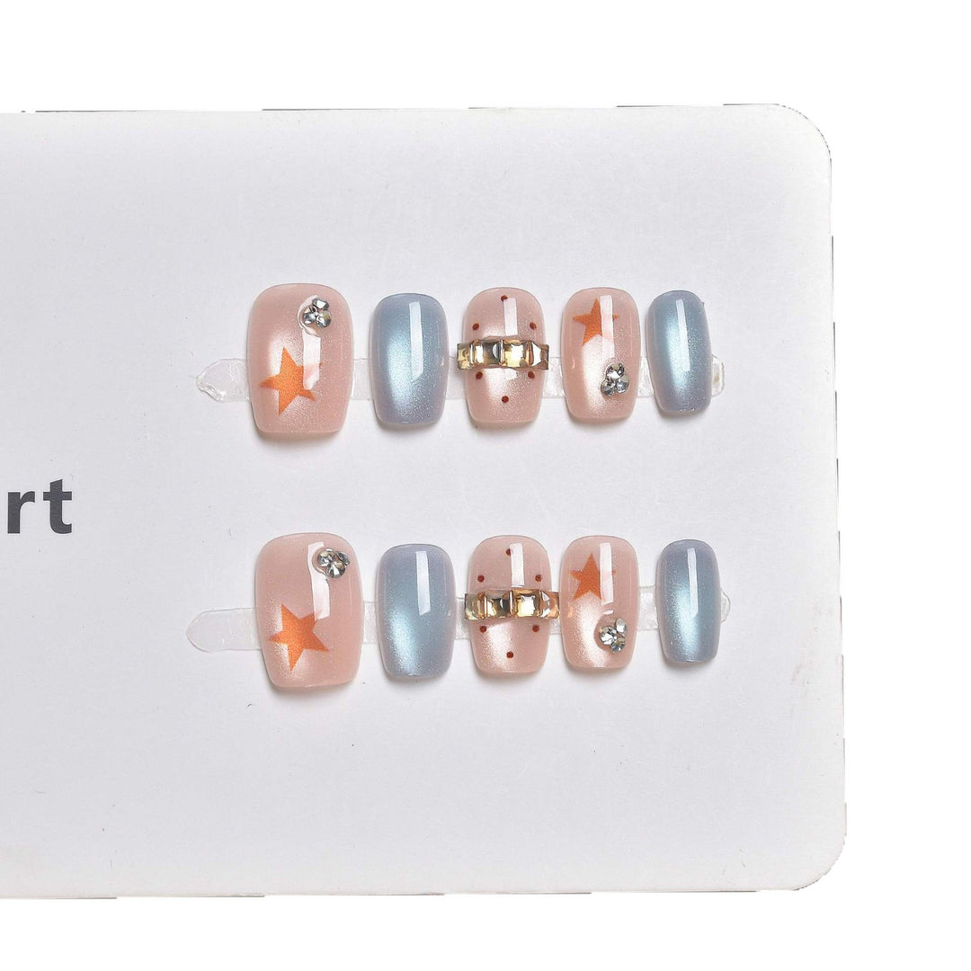 Decorative Press-On Nail Art Set with Rhinestone Accents Kalsten
