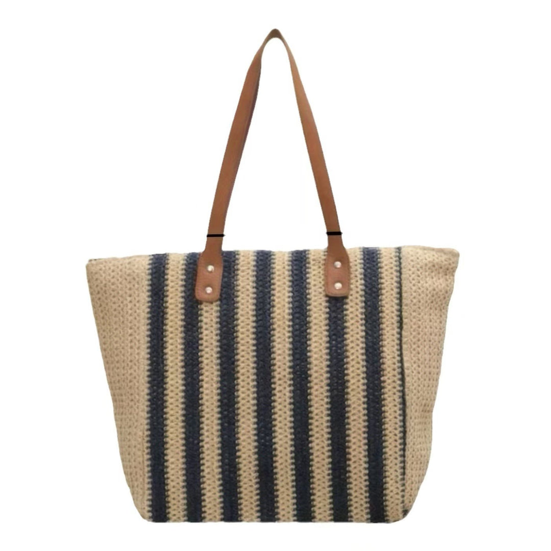 Handcrafted beach bag with structured stripe pattern Kalsten