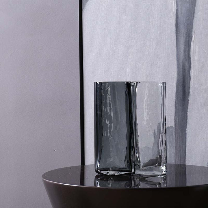 Handblown Sculptural Double-Chamber Contemporary Glass Vase Kalsten