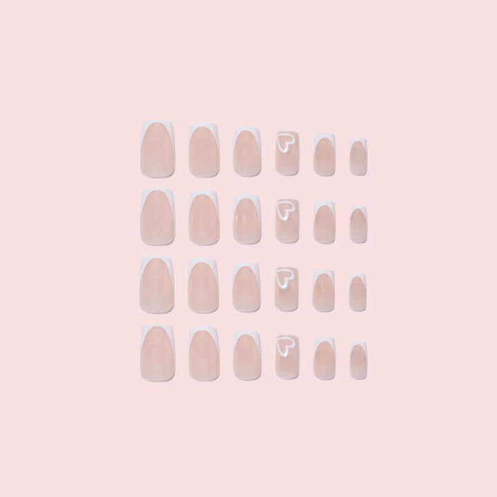 Elegant Heart-Embellished Nail Extensions Kalsten