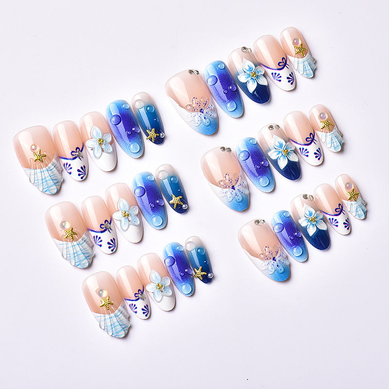 Luxurious Ocean-Inspired Decorative Press-On Nails