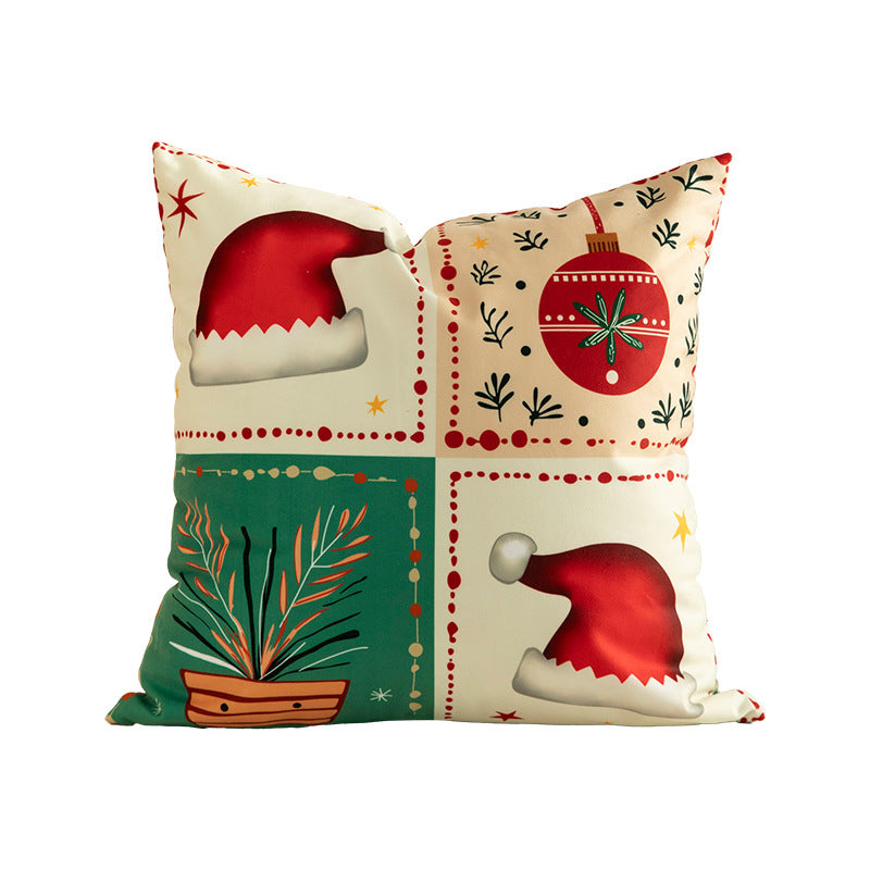 Christmas square decorative pillow cover with patchwork design and concealed zipper Kalsten