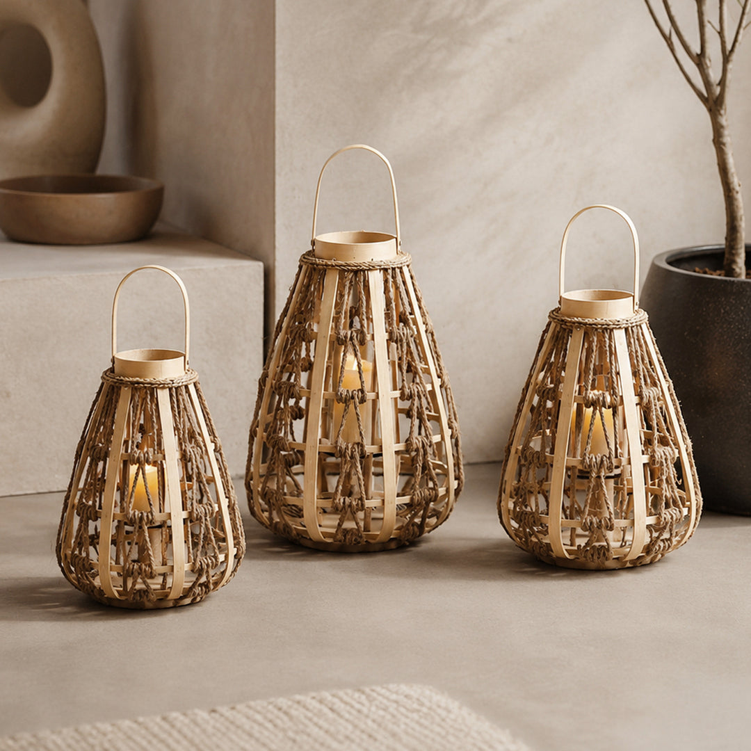 Decorative lantern made of rattan Kalsten