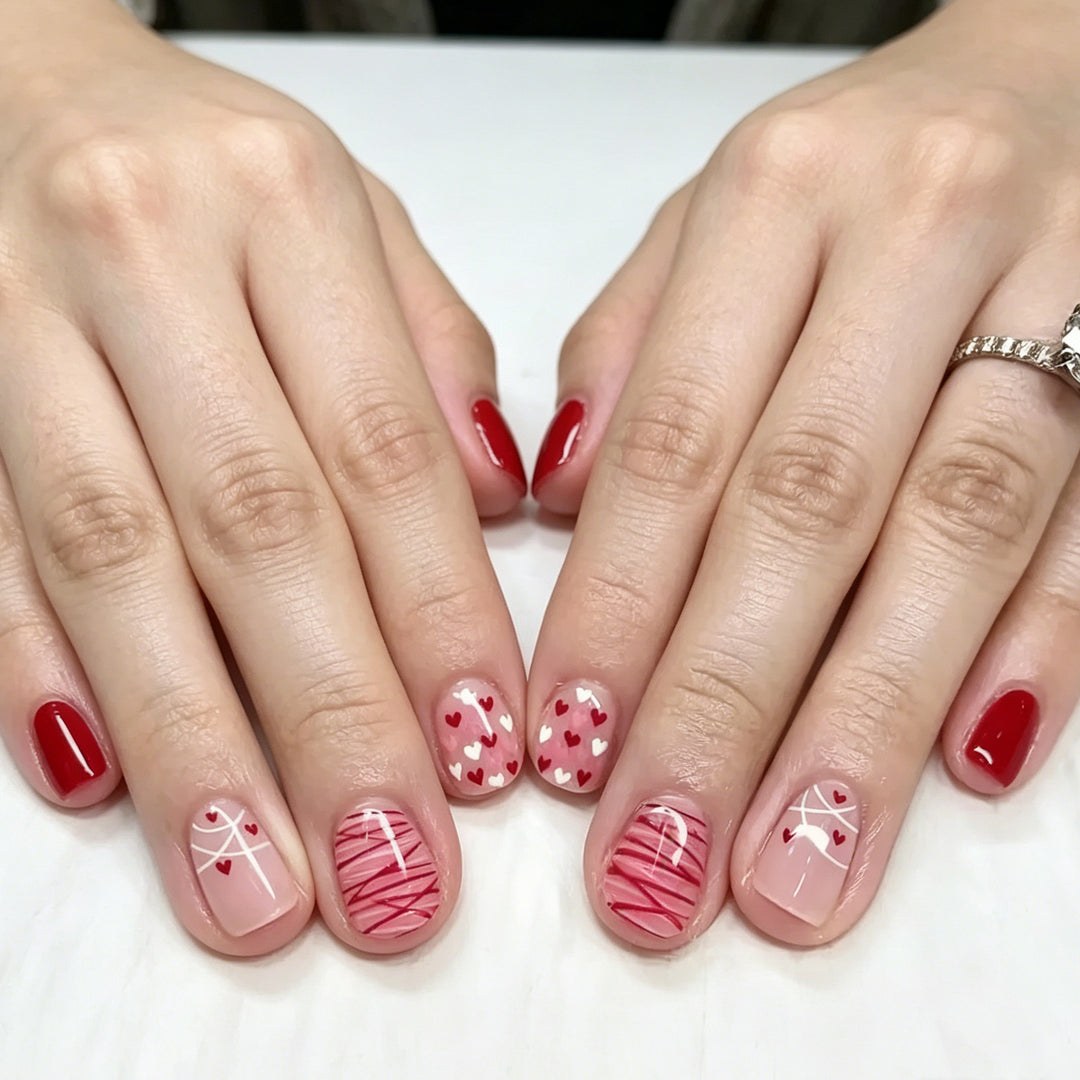 Elegant Heart-Themed Nail Art Set Kalsten