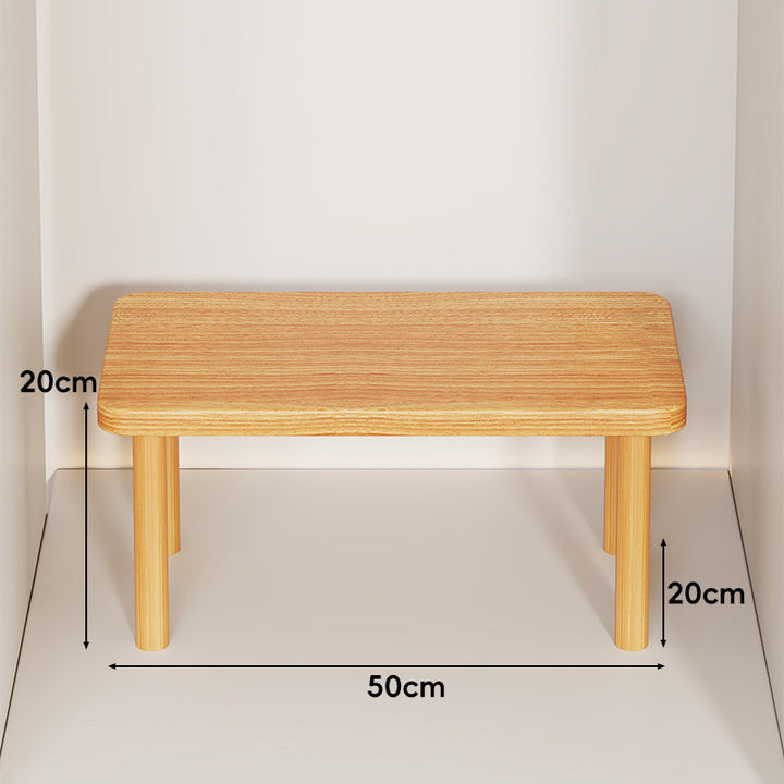 Height-Adjustable Rectangular Wooden Riser Table with Detachable Round Legs