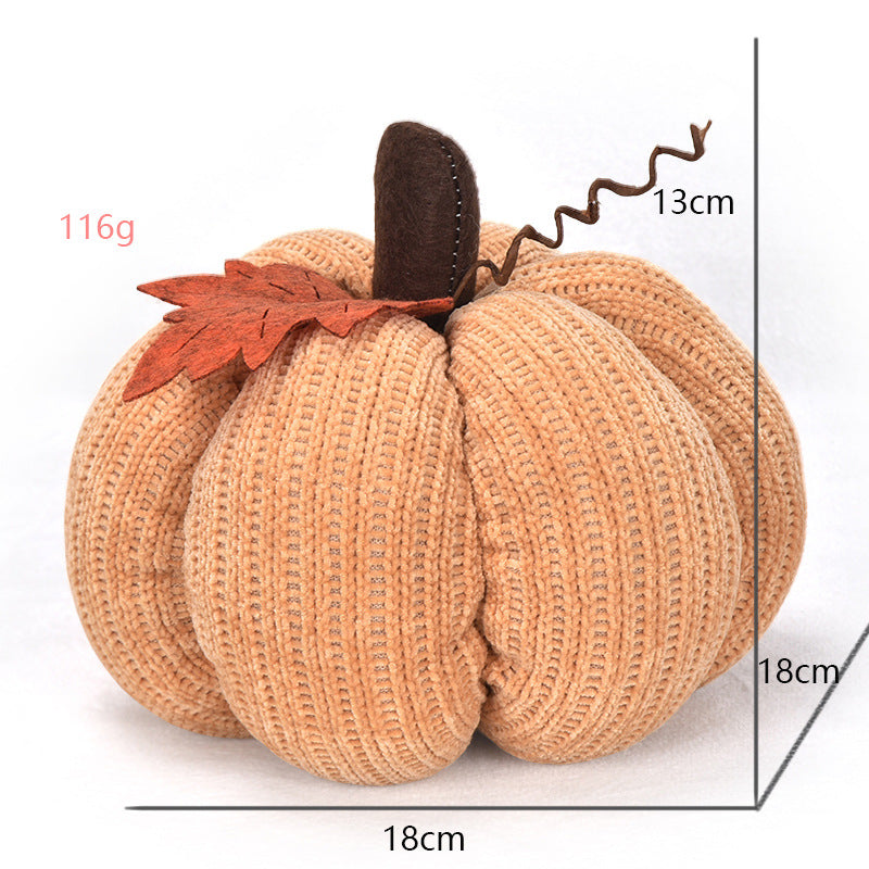 Handcrafted knitted decorative pumpkin as autumn table decoration