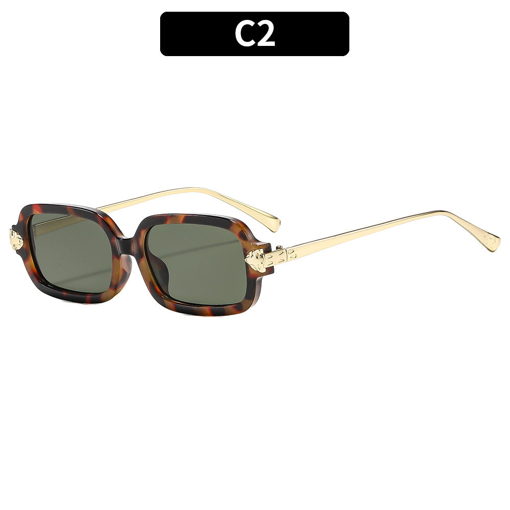High-Style Angular Sunglasses with Gold Accents