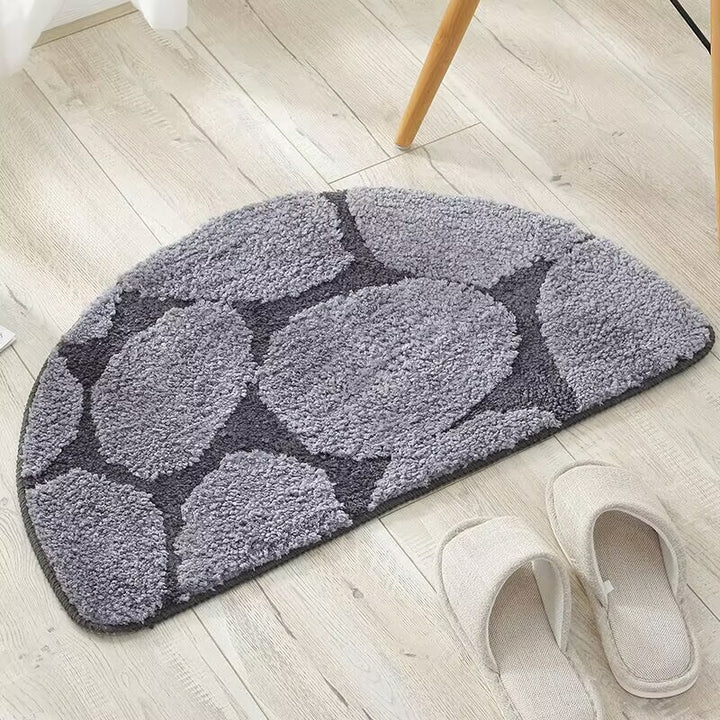 Plush Geometric Half-Circle Bath Mat