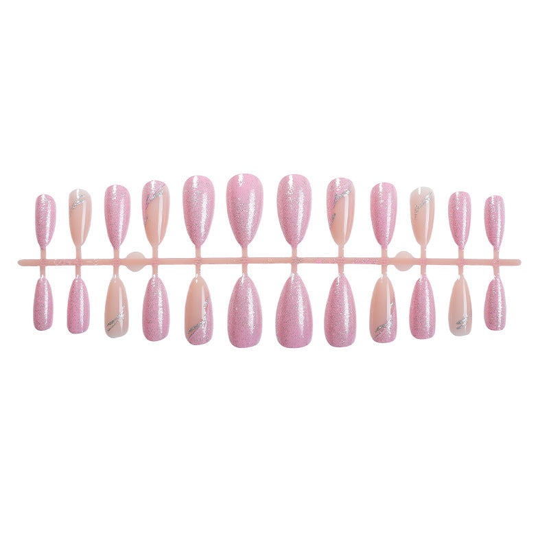 Decorative Press-On Nail Art Set with Glitter and Silver Accents kalsten