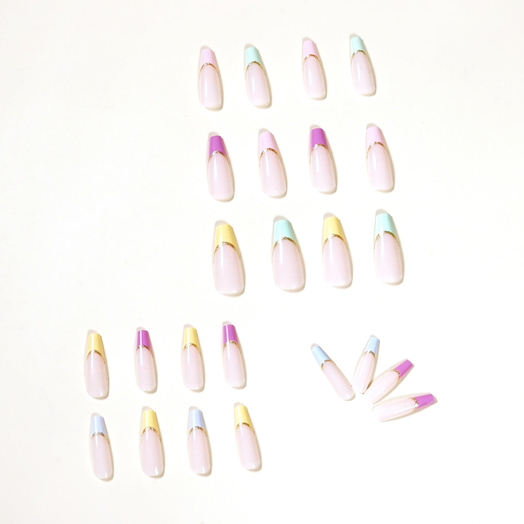 Artful Nail Extensions with Modern Color Design and Glitter Kalsten