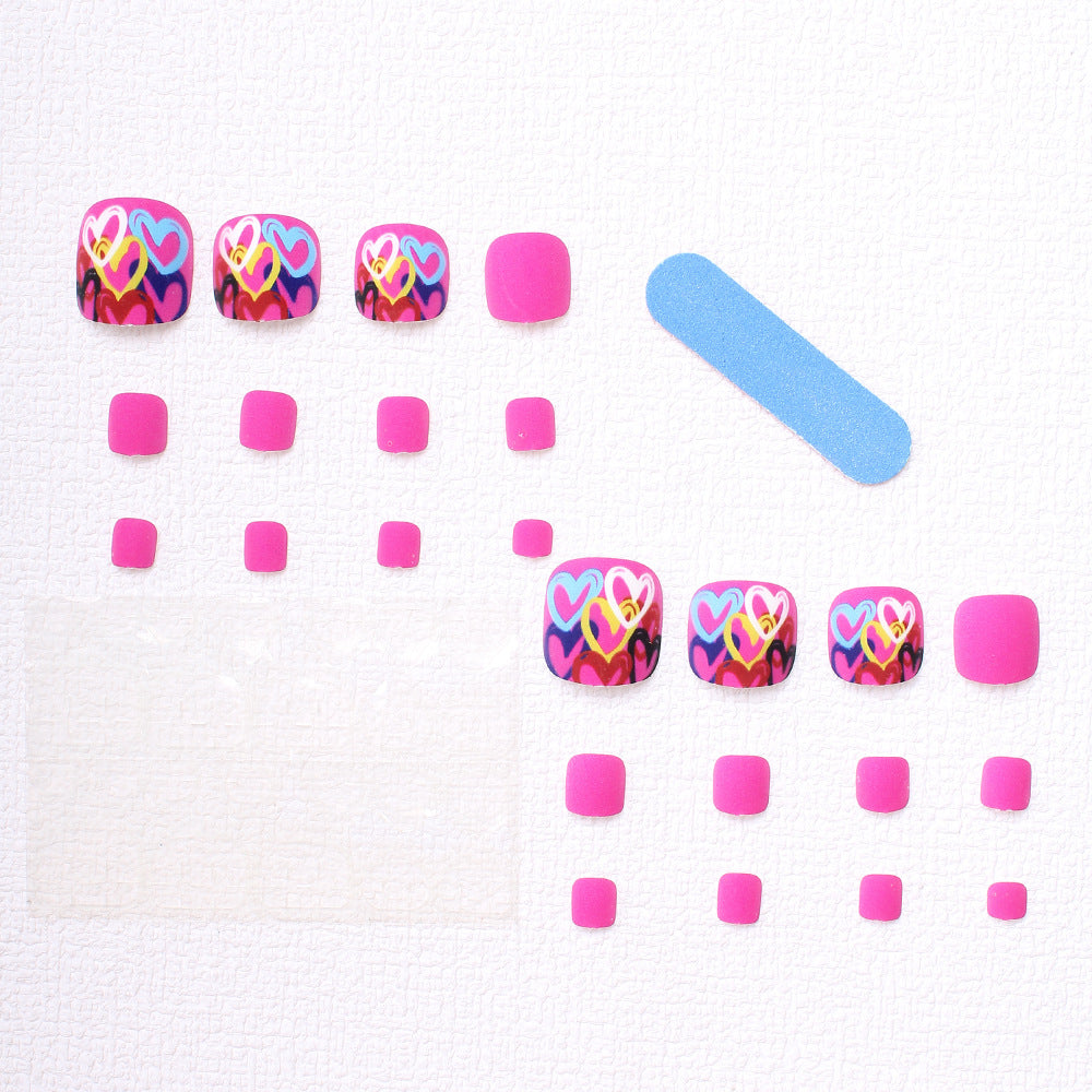 Artistic Heart-Designed Press-On Toenails Kalsten