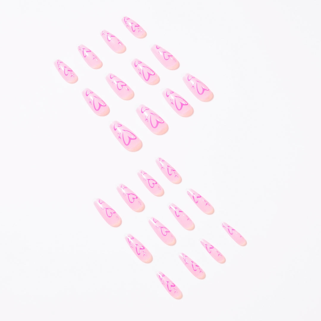 Artistic acrylic nails with heart design Kalsten