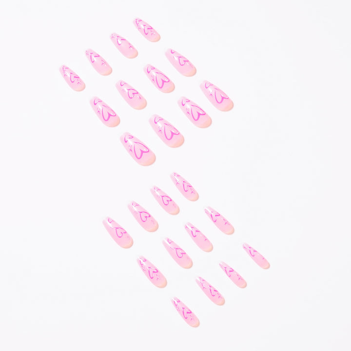 Artistic acrylic nails with heart design Kalsten
