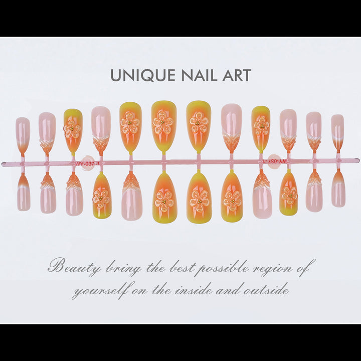 Elegant Floral-Themed Press-On Nail Set Kalsten