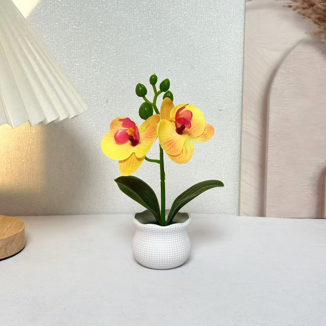 Elegant Artificial Orchid Plant Arrangement for Home Decor Display