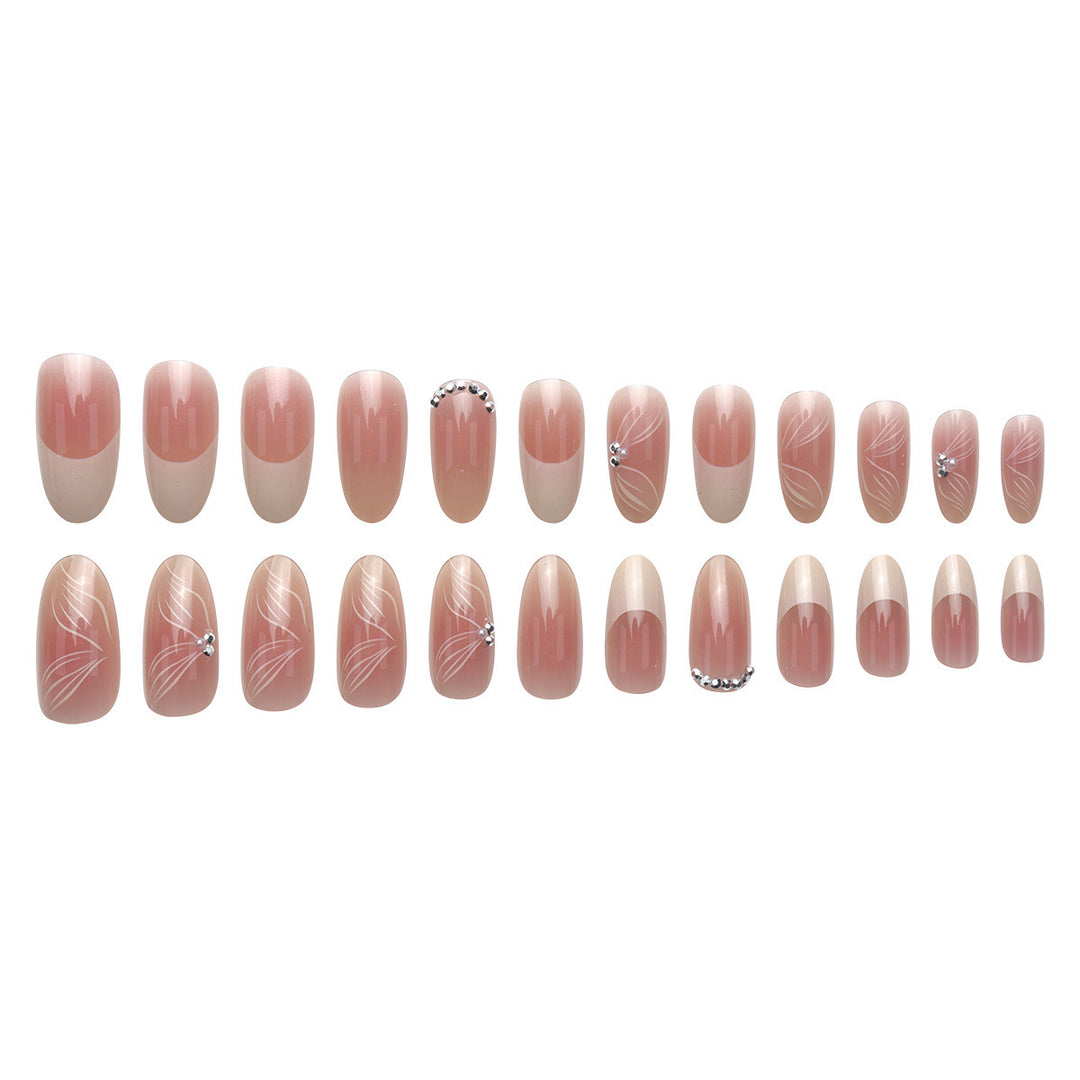 Elegant Long Stiletto Press-On Nails with Floral and Gem Accents Kalsten