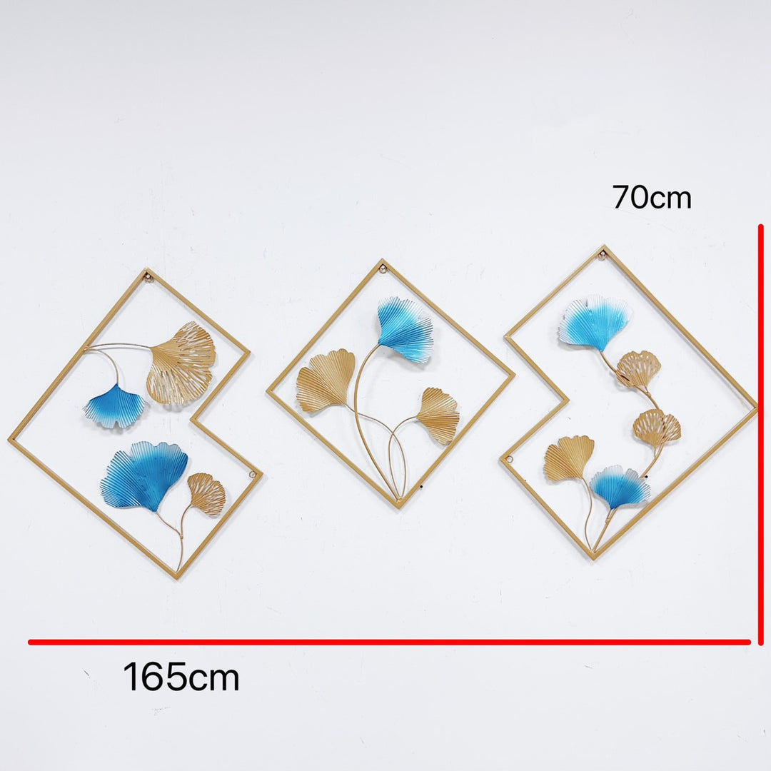 Decorative Metal Wall Art Set with Ginkgo Leaf and Floral Design Kalsten