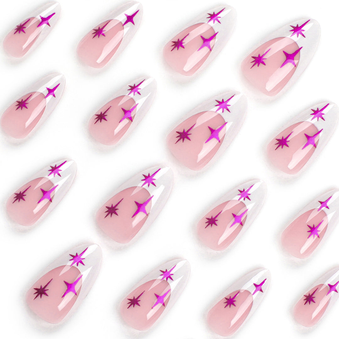 Artful stiletto nails with modern design and glitter details Kalsten