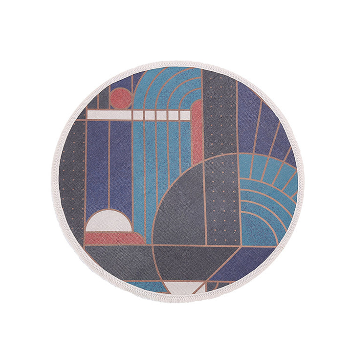 Round Decorative Living Room Carpet with Modern Geometric Pattern Kalsten