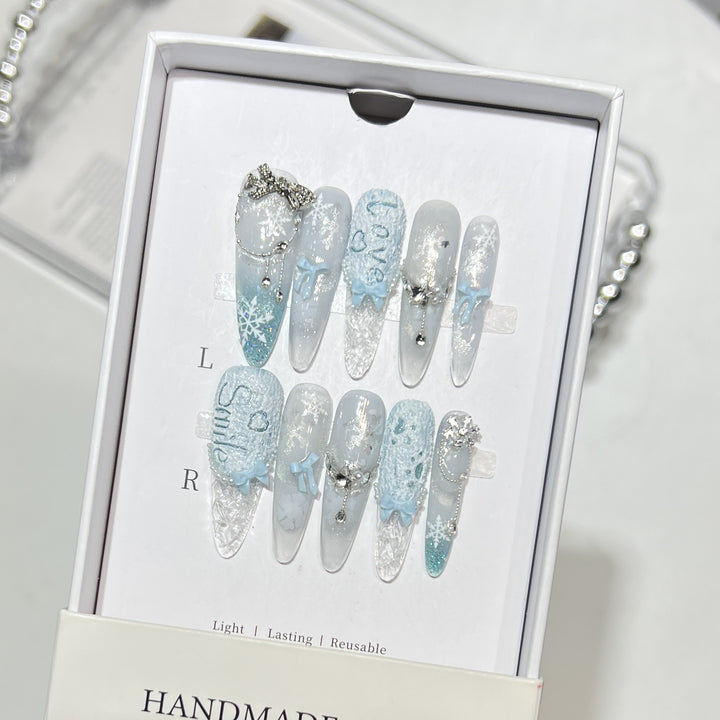 Decorative Rhinestone-Embellished Stiletto Nails Kalsten