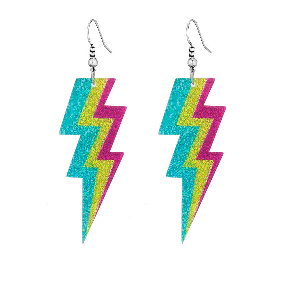 Glittery Lightning Bolt Dangle Earrings Kalsten