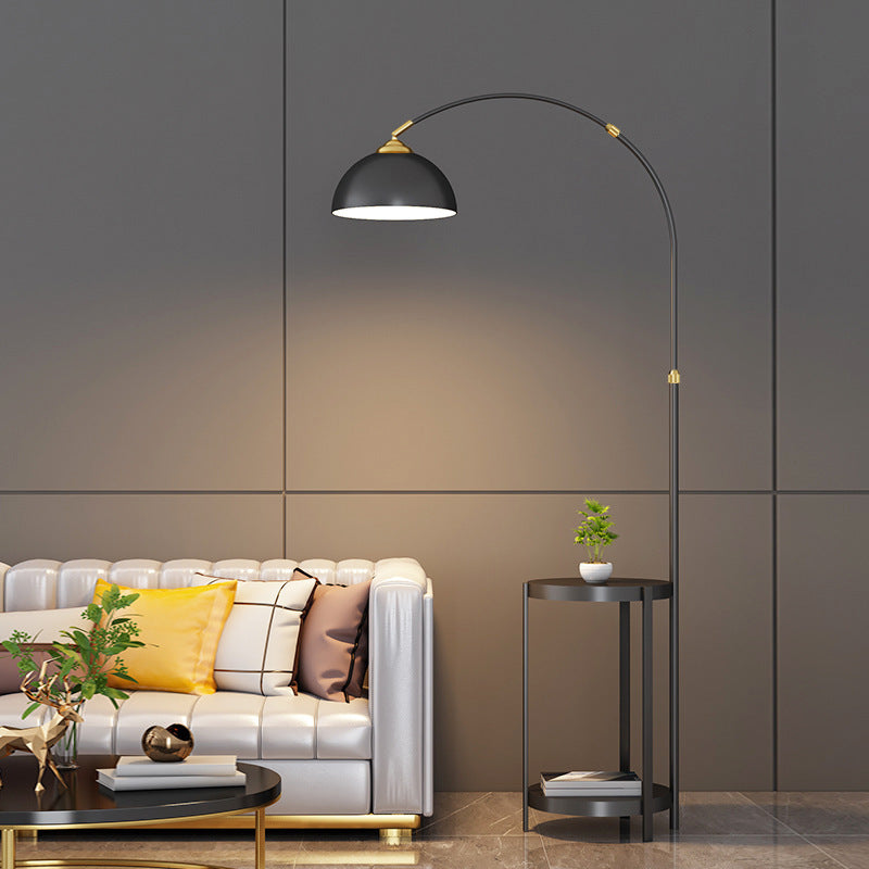 Arched Floor Lamp with Integrated Side Table