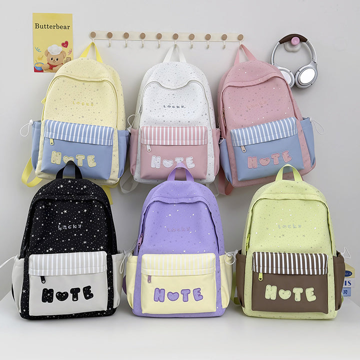 Cute Illustrated Star-Embellished Backpack Kalsten
