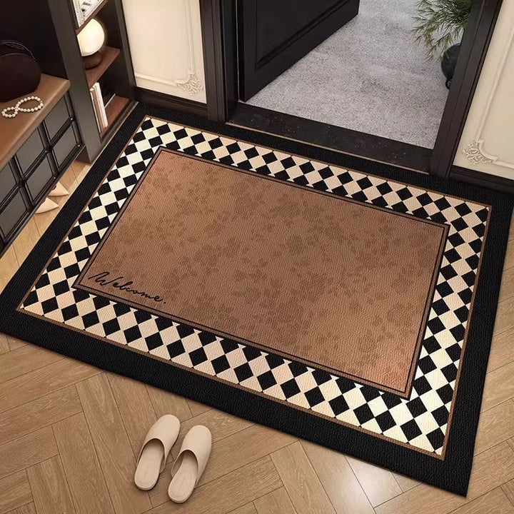 Welcome Mat with Decorative Geometric Border