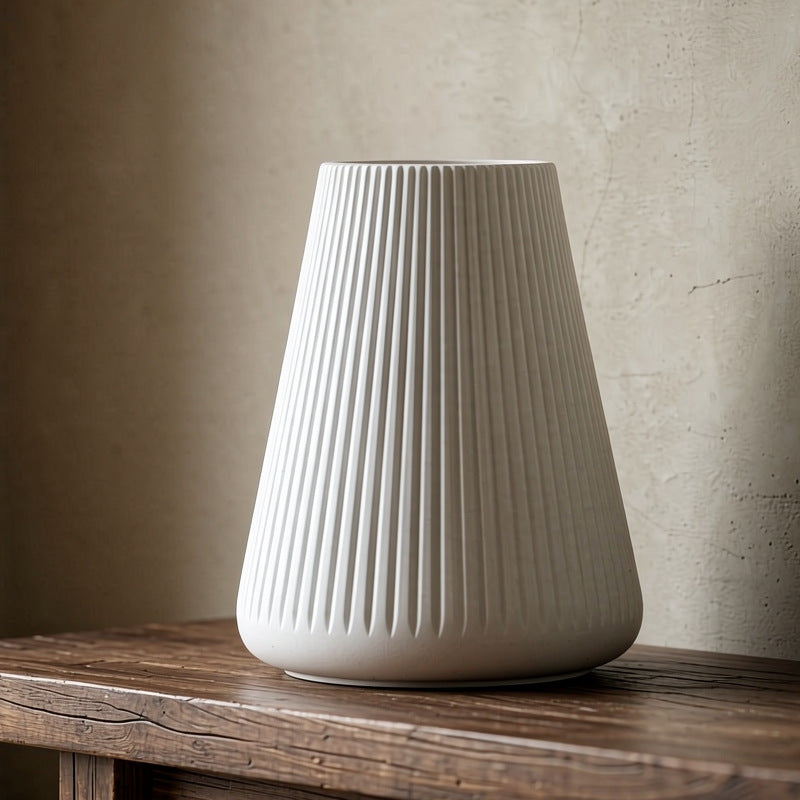 Modern Vertical Ribbed Ceramic Vase Kalsten