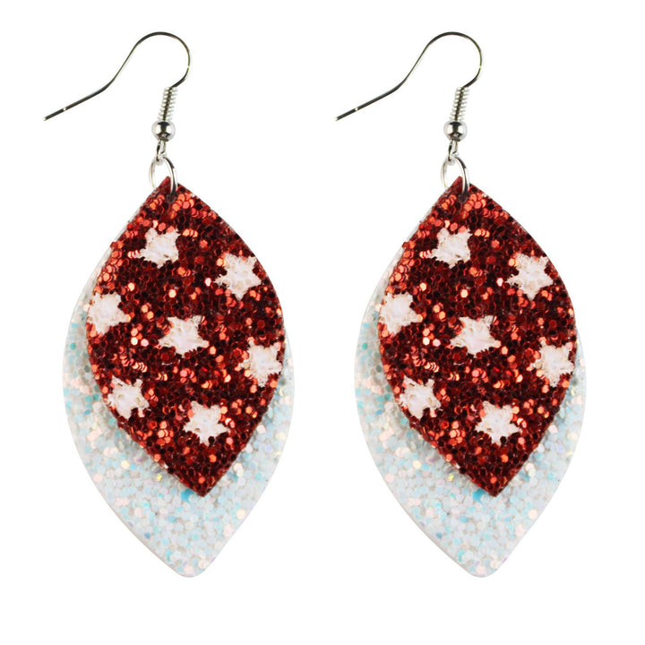 Women's nan teardrop-shaped faux leather earrings with star and stripe print Kalsten