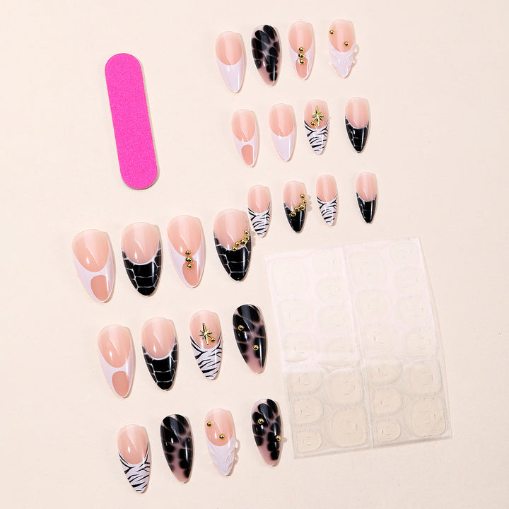 Elegant Stiletto Nail Art Extensions with Geometric Design Kalsten