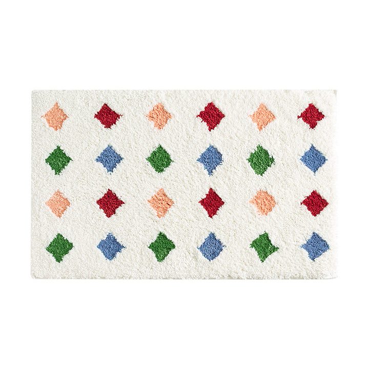 Soft bath mat with high pile, striped relief pattern and non-slip backing