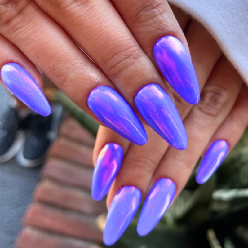 Glossy Press-On Nails Set with Iridescent Finish Kalsten